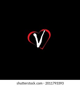 v single letter logo design / initiale logo design vektorgrafik . Herzform mit Logo.Creative Logo Design Brief. kreative Form
