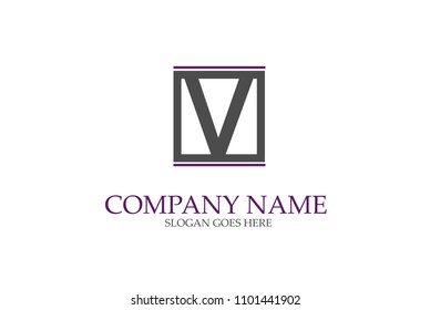 V Square Letter Identity Logo Design Vector.