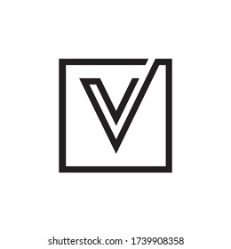 V quadratische Buchstaben Linien Logo-Design-Vektor
