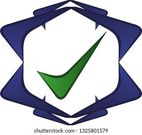 V symbol with frame