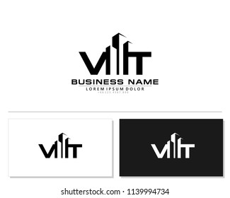 V T Initial building logo concept