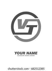V T initial circle logo template vector