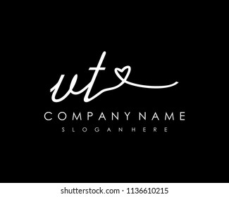 V T Initial handwriting logo vector