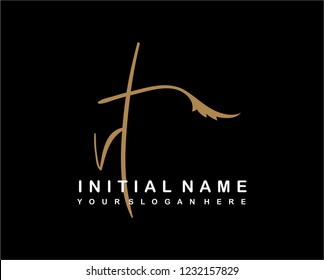 V T Initial Handwriting Logo Template