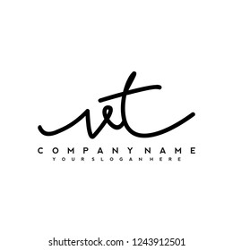 V T Initial handwriting logo vector