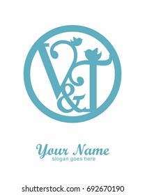 V T initial wedding decorative logo template 