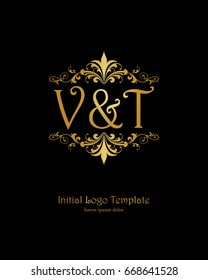 V & T initial wedding logo template vector