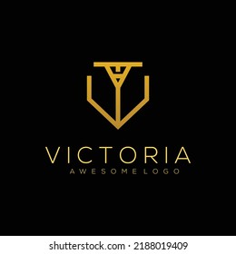 V T A Letter Lnitial Logo luxury gold color 