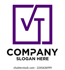 V T lettering with square design vector template