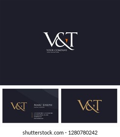 V & T letters Joint logo icon and Business card vector template.