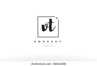 v t vt  hand writing written black white alphabet company letter logo square background small lowercase design creative vector icon template 