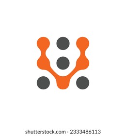 V tech doted monogram logo design. Simple, modern and clean logo vector icon illustration