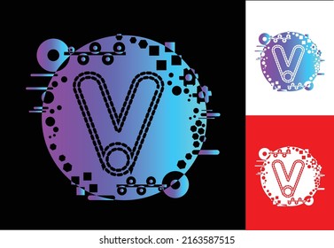 V Technology Logo, Icon, T Shirt, Sticker Design Template