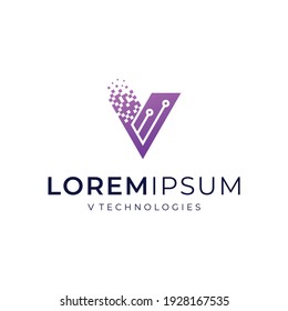 V technology logo vector modern simple sophisticated designs