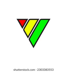 V Three Colours letter vector icon