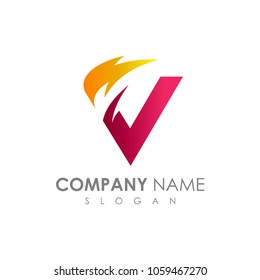 V Thunder Letter V, Initial Logo Template