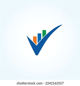 V Tick Check Mark with Finance Business Bar finance arrow Letter Triangle Logo Template In Modern Creative Minimal Style Vector Design