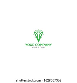 V Triangle Cannabis Logo Design Vector
