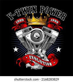 v twin engine and crown vector template (7)