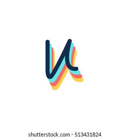 V type retro colors hand writing alphabets
