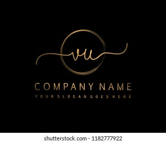 V U Initial handwriting logo vector