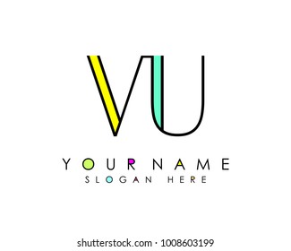 V & U initial minimalist logo template vector