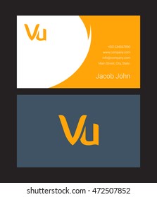 V & U Joint letter logo with Business card template