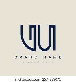 V and U logo design. VU abstract Letters Logo Monogram. This logo design is the process of creating a visual symbol that represents a brand, company, or individual.