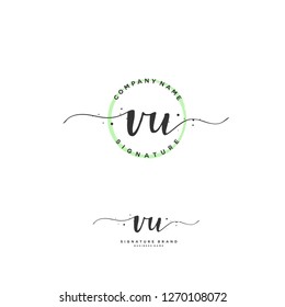V U VU Initial letter handwriting and  signature logo.