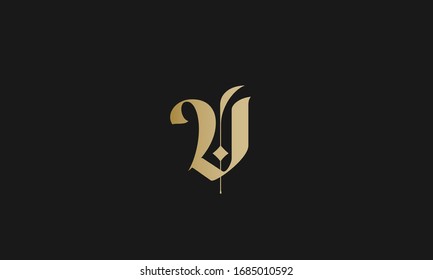 v Unique Minimal Style golden and black colour initial based logo design vector illustration
