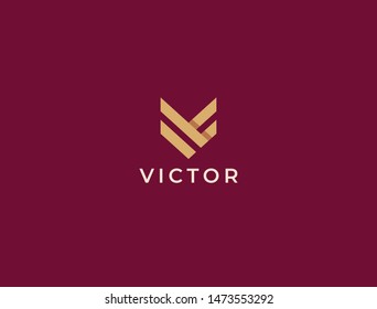 V. Unique modern creative elegant letter V logo template. Vector icon.