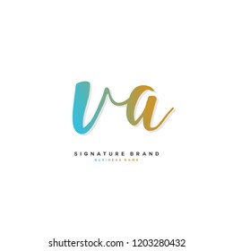 V A VA Initial letter handwriting and  signature logo concept design