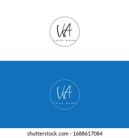V A VA Initial letter handwriting and signature logo.	