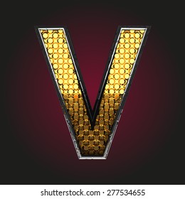 v vector golden and silver letter