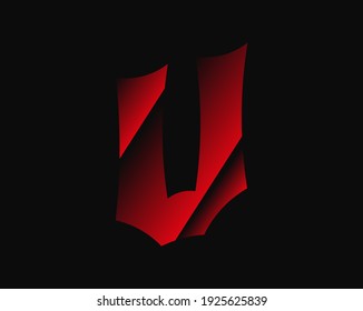 V vector horror, scary letter. Insane fear brutal font . For criminal or crime, horror dark night, wicked terrible design and more