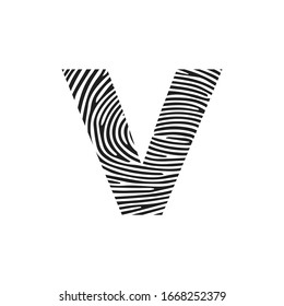 v Vector Letter base logo. Initial letter v vector Icon Fingerprint Concept