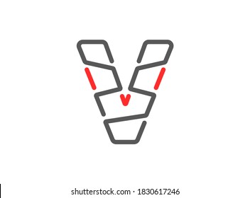 V Vektorbrief, modernes Design. Zeilenstrich, eindeutige Schriftart. Für Poster, Logo, Markenzeichen usw. EPS10-Illustration      