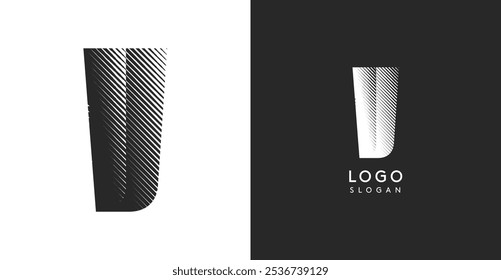 V letra vetorial. Monograma de contraste afiado greve eclosão diagonal para olhar industrial ainda moderno. Modelo de logotipo em negrito alto. Design de conceito de logotipo para marca em tecnologia, arquitetura, moda