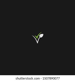 V vegan logo vector with minimal detailing featuring trendy design