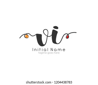V I VI Initial handwriting logo vector template