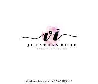 V I VI Initial watercolor logo on white background. Logo template vector