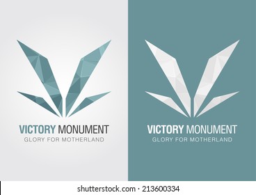 V Victory icon symbol from an alphabet letter V. Creative design.