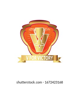 v for victory label is a piece of paper,plastic film,cloth,metal or other material affixed to a container or product.
