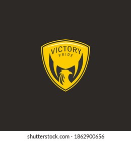 V for Victory logo, emblem, badge illustration concept with eagle wings