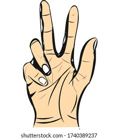 Peace V Shape Hand Gesture Vector Stock Vector (Royalty Free) 614139536 ...