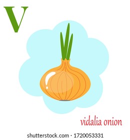 V is for vidalia onion illustration alphabet 