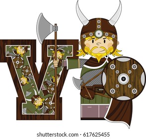 V is for Viking Alphabet Learning Illustration