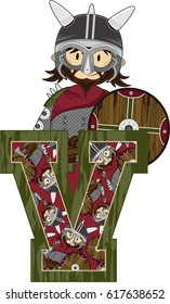 V is for Viking Alphabet Learning Illustration