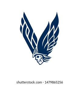 V for Viking logo. letter V and skull logo.