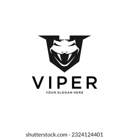 V Viper Snake Logo Design Vector